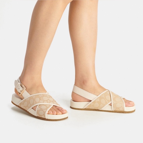 Coach Adora Sandals in Signature Jacquard Size 10B NEW - Picture 1 of 15